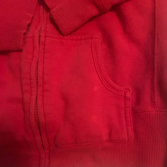 Size Fox Red Zippered Hoodie with Fox Logo Vintage - Picture 10 of 11